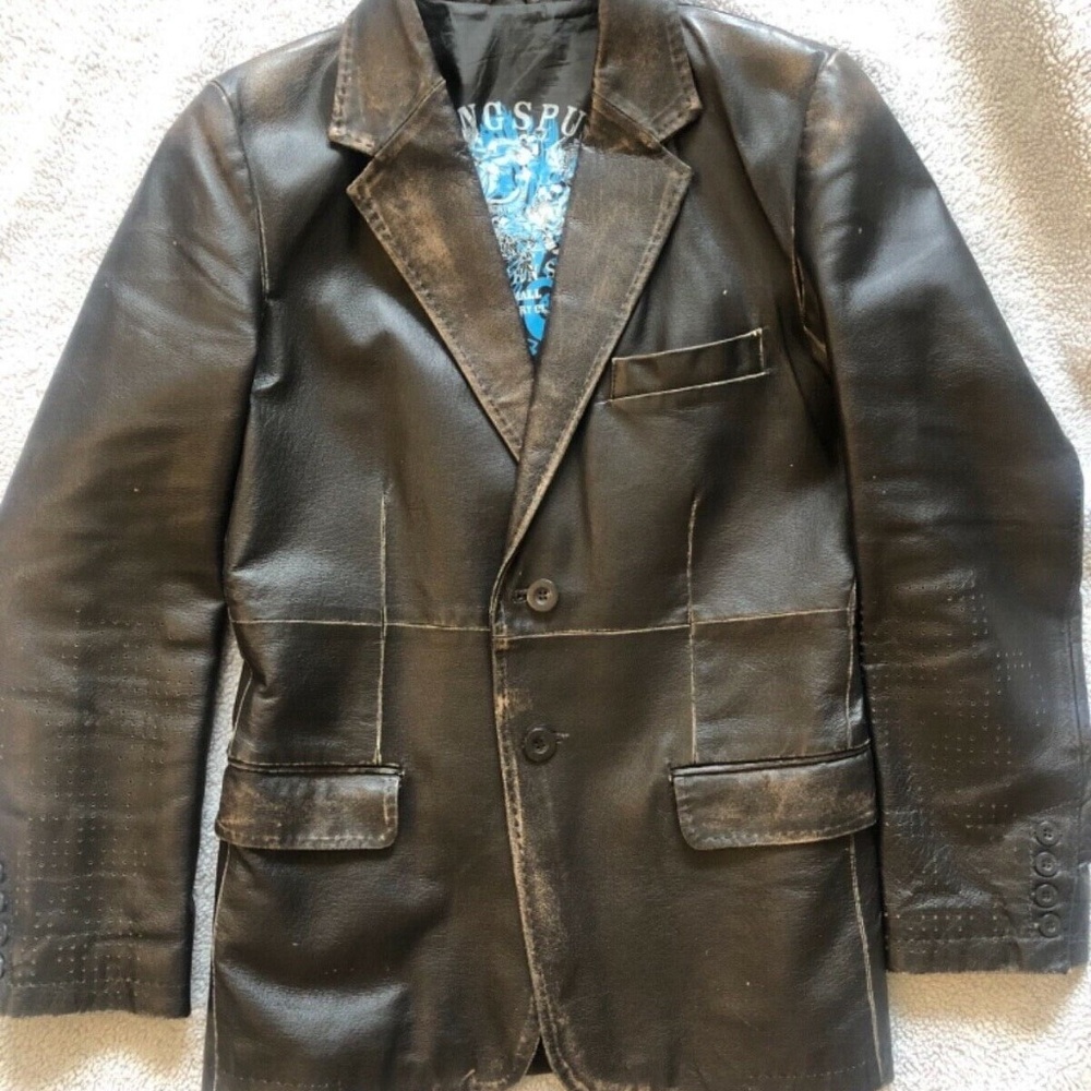 RingSpun Leather Jacket Brown Small | Skull | Made In England